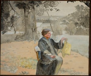 Helena nővér portréja a kertben alkotó: Jacek Malczewski
