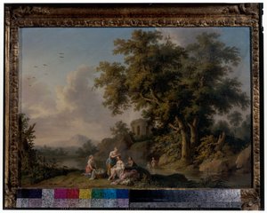 A Pair Of Landscapes With Bathing Nymphs alkotó: Jacob-Philippe Hackert