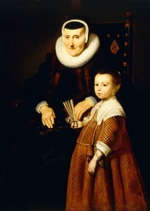 Egy hölgy portréja, 80 éves egy lánnyal, 6 éves, háromnegyed hosszú, 1632-33 körül