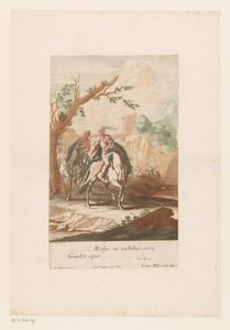 Ruiters trekken ajtaja a völgybe Törpek éles völgyekben Örül a lónak (cím a tárgyon) alkotó: Jacob Andreas Fridrich (I)