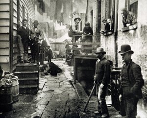 Kilátás a Little Italy-ra, Mulberry Street, New York, USA, 1890 körül
