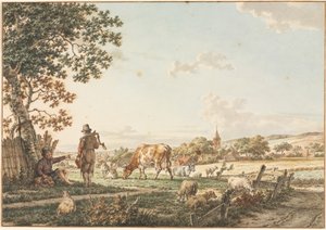 Pásztori táj faluval, 1799.