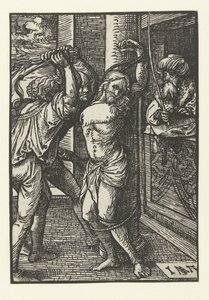 Krisztus csapása A kis szenvedély (sorozat címe) alkotó: Jacob Cornelisz van Oostsanen