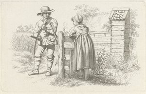 Mower beszél egy lánnyal Tanulmánynyomatok / Etudes gravées (sorozat címe) alkotó: Jacob Ernst Marcus