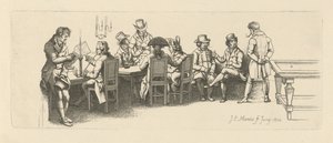 Férfiak egy kávéházban biliárdszobával, 1814 alkotó: Jacob Ernst Marcus
