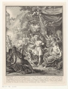 Allegorikus ábrázolás Telemachusszal és Minervával Címlap ehhez: François de Fénelon, Les avatures de Telemaque, 1734