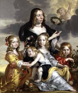 Portré egy hölgyről négy gyermekével alkotó: Jacob Fransz van der Merck