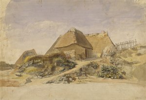 Halászházak a Hopes Berg strandon, 1834 (ceruza és WC papíron)