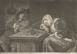 Férfi és felesége alszik az asztalnál
