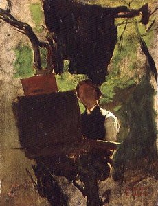 Művész munka közben (olaj, papír) alkotó: Jacob Henricus or Hendricus Maris