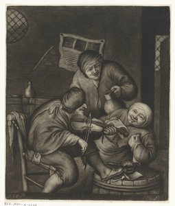Két férfi és egy hegedűs alkotó: Jacob Hoolaart