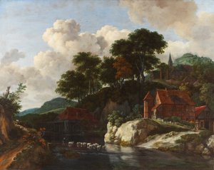 Dombos táj vízimalommal, 1670 körül