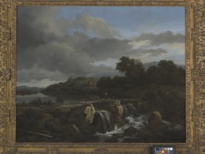 Táj kaszkáddal (olaj, vászon) alkotó: Jacob van Ruisdael