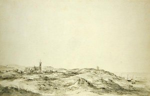 A dűnék a Wijk aan Zee-nél (fekete kréta és szürke tinta papíron) alkotó: Jacob van Ruisdael