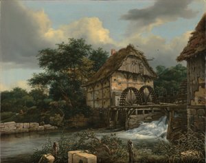 Két vízimalom és egy nyitott zsilip alkotó: Jacob van Ruisdael