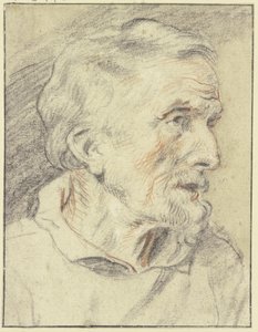 Egy idős férfi mellképét ábrázoló, jobbra néző profilrajz alkotó: Jacob Jordaens