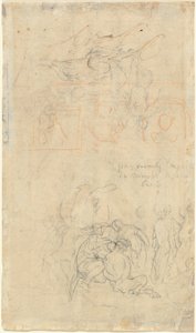 Tanulmányi lap a részeg Pánnal és a nimfákkal [verso] alkotó: Jacob Jordaens