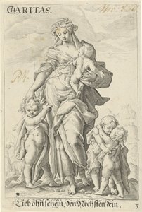 Liefde (jótékonysági szervezet) Jótékonyság (cím a tárgyon) alkotó: Jacob Matham (attributed to)