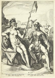 Athéné és Merkúr szövetsége (Hermathena) alkotó: Jacob Matham