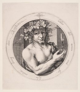 Bacchus, 2. tábla a Három isten sorozatból alkotó: Jacob Matham