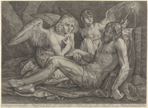 Krisztus a sírban, két angyallal alkotó: Jacob Matham