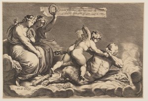 Cupido szelídítése Pan alkotó: Jacob Matham