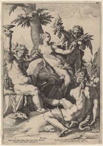 Vénusz szövetsége Bacchusszal és Ceresszel alkotó: Jacob Matham, after Hendrick Goltzius