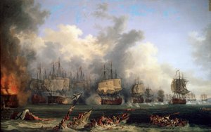 A St. Evstafius orosz csatahajó elsüllyedése a cseszmai tengeri csatában, 1771.