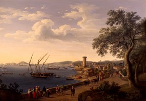 Gaeta kikötője, a móló és az erőd, Jacob Philipp Hackert alkotó: Jacob Philippe Hackert