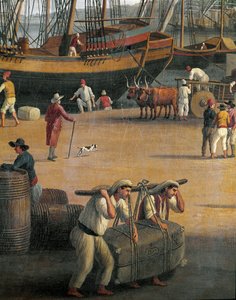 Kilátás a Messina kikötőre, munkások (Festmény alkotó: Jacob Philippe Hackert