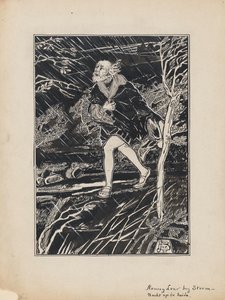Tervezési illusztráció Shakespeare Lear királyához: Lear király a Heathben viharos éjszakán alkotó: Jacob Pieter van den Bosch