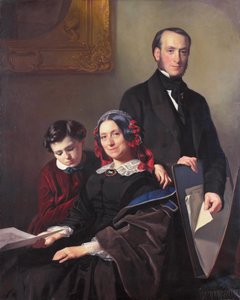 A J. Schmidt-Keiser asszony, Willem Hendrik Schmidt (1809-49) festőművész, Jacob Spoel tanára özvegye, testvérével, J. N. Keiserrel és tízéves fiával.