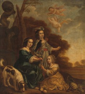 Geertruyt, Margriet és Anna Delff, a művész lányai portréja (Három kislány portréja egy tájban) alkotó: Jacob Willemsz. Delff (II)