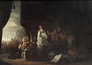 Jefte lányának feláldozása (olaj a táblán) alkotó: Jacob Willemsz de (c.1630 after 1675) Wet