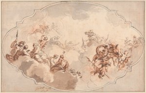 Mennyezeti terv: Callisto vagy Diana apoteózisa (recto) és ábravázlat (verso) alkotó: Jacob de Wit
