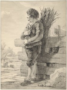 Álló férfi ágköteggel a hátán alkotó: Jacob van Strij