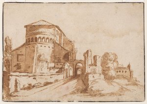 Kilátás Santi Giovanni e Paolo a Celiora, Róma alkotó: Jacob van den Ulft