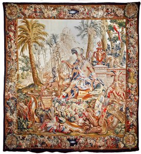 Amerikai gobelin, 17. század vége (gyapjú; gobelinszövés; természetes színezékek, beleértve a következő anyagokat is
indigó) alkotó: Jacob van der Borcht