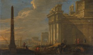 Kilátás az olasz kikötőre alkotó: Jacob van der Ulft (signed by artist)