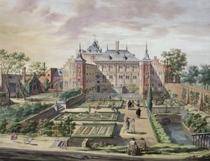 A „Het Tolhuis” képzeletbeli képe a Merwede folyón, Gorcum közelében, 1654 körül (guache, pergamen)