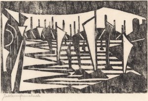 Összetétel (csónakok a kikötőben) alkotó: Jacoba van Heemskerck (signed by artist)