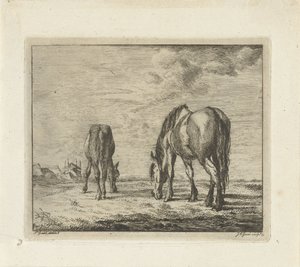 Két legelésző ló alkotó: Jacobus Cornelis Gaal