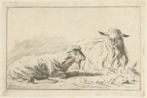 Két fekvő kecske alkotó: Jacobus Cornelis Gaal