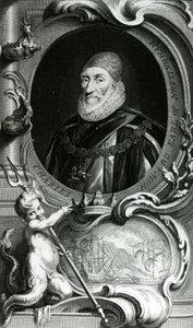 Charles Howard, Nottingham grófjának portréja, illusztráció a "Heads of Illustrious Persons of Great Britain" című kötetből, Knapton kiadó, London 1742. alkotó: Jacobus Houbraken