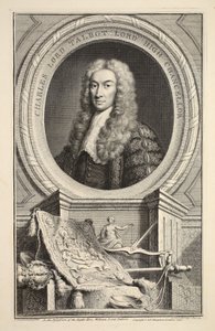 Charles, Lord Talbot portréja, illusztráció a „Heads of Illustrious Persons of Great Britain”, pub. Írta: Knapton, London, 1742 alkotó: Jacobus Houbraken