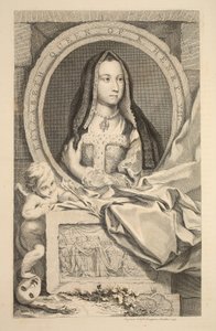 Erzsébet, VII. Henrik királynője portréja, illusztráció a „Nagy-Britannia jeles személyeinek vezetői”, kocsma. Írta: Knapton, London, 1742 alkotó: Jacobus Houbraken