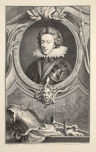 Henrik walesi herceg portréja, illusztráció a „Nagy-Britannia jeles személyeinek vezetői”, kocsma. Írta: Knapton, London, 1742 alkotó: Jacobus Houbraken