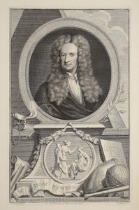 Isaac Newton portréja, illusztráció a „Heads of Illustrious Persons of Great Britain”, pub. Írta: Knapton, London, 1742 alkotó: Jacobus Houbraken