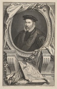 Nicholas Bacon portréja, illusztráció a „Heads of Illustrious Persons of Great Britain”, pub. Írta: Knapton, London, 1742 alkotó: Jacobus Houbraken