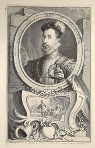 Robert Dudley, Leicester grófjának portréja, illusztráció a „Heads of Illustrious Persons of Great Britain”, pub. Írta: Knapton, London, 1742 alkotó: Jacobus Houbraken